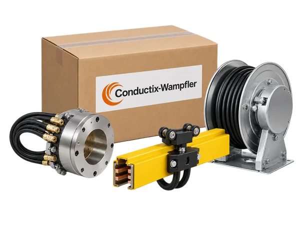 Коробка Conductix-Wampfler и комплектующие — общая иллюстрация ассортимента